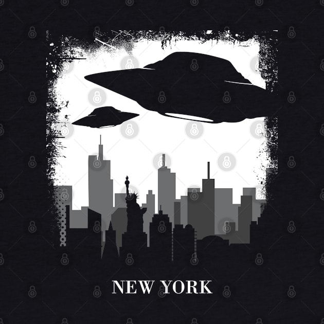 Alien Abduction - UFO New York City Gift design by theodoros20